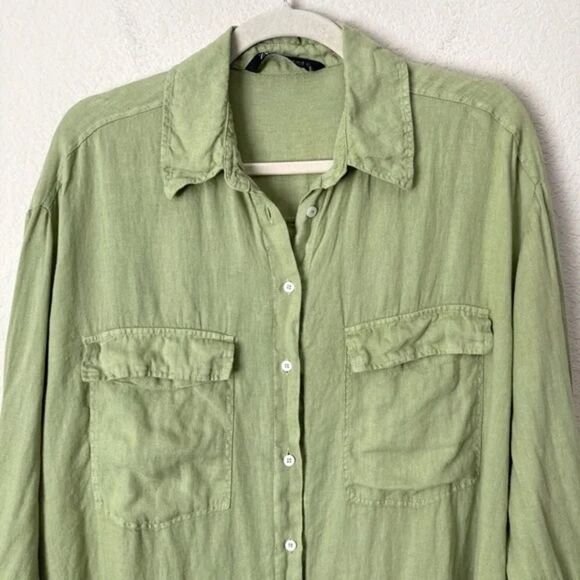 ✨ Zara Oversized Linen Boho Button Down Green Shirt✨ - Picture 11 of 14